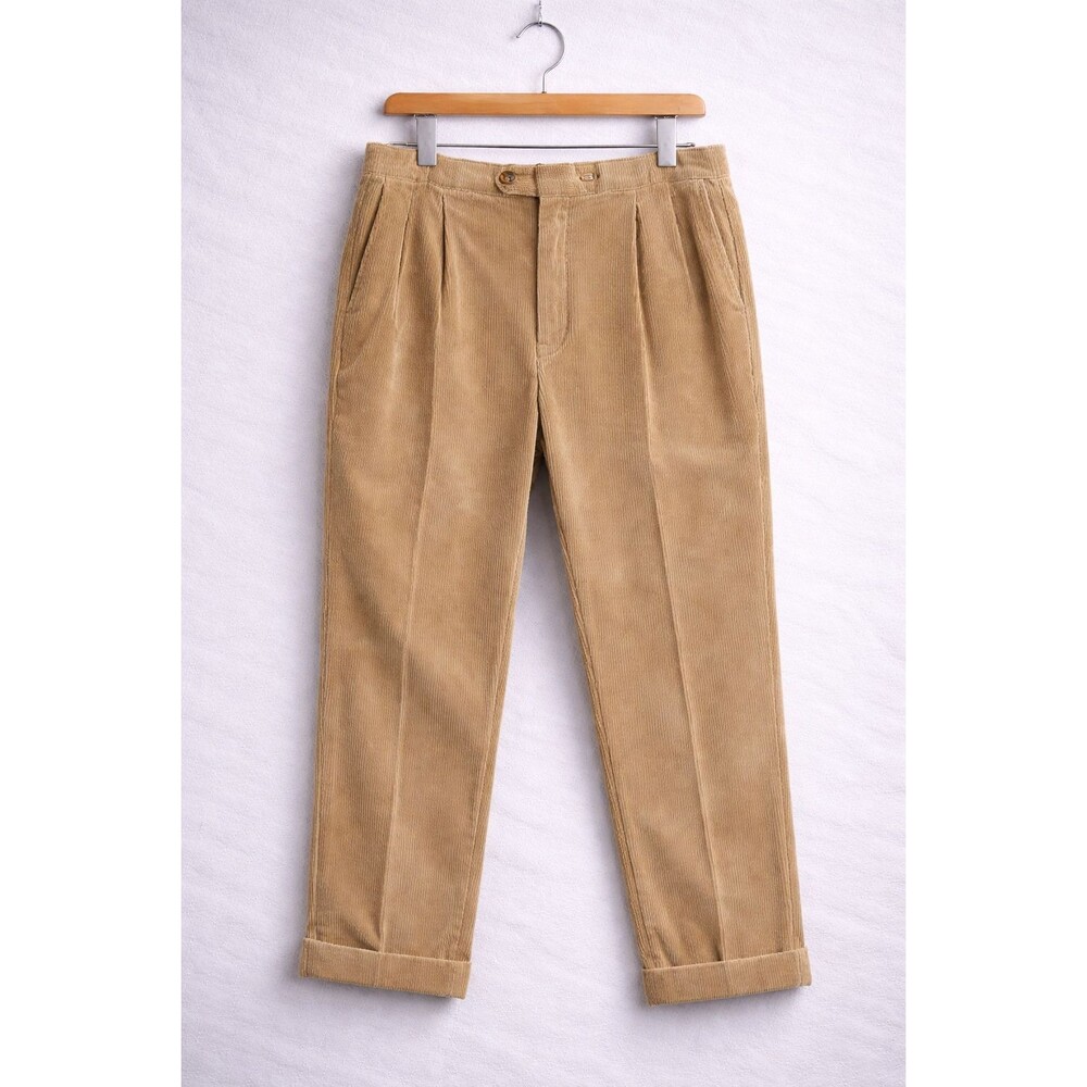 Vintage Haspel Corduroy Pants 38x32 Brown Pleated Ivy Prep Cuffed Mens
